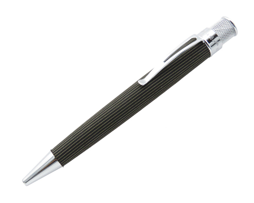 Retro51 Tornado PROOF - Black and White Stripe Fabric Barrel Ballpoint Pen