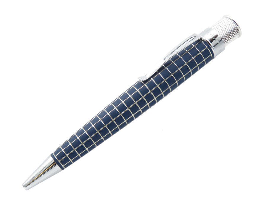 Retro51 Tornado PROOF - Navy/Silver Grid Pattern Big Shot Ballpoint Pen
