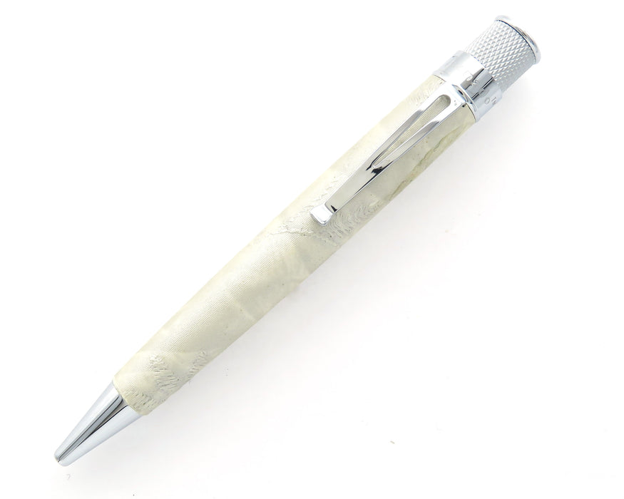 Retro51 Tornado PROOF - White Embroidered Fabric Barrel Ballpoint Pen