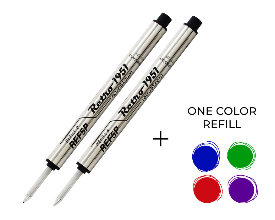 2 Black + 1 Color Rollerball Refill 3pk