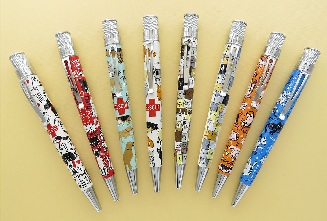 variety of Tornado Rescue series pens from past and present