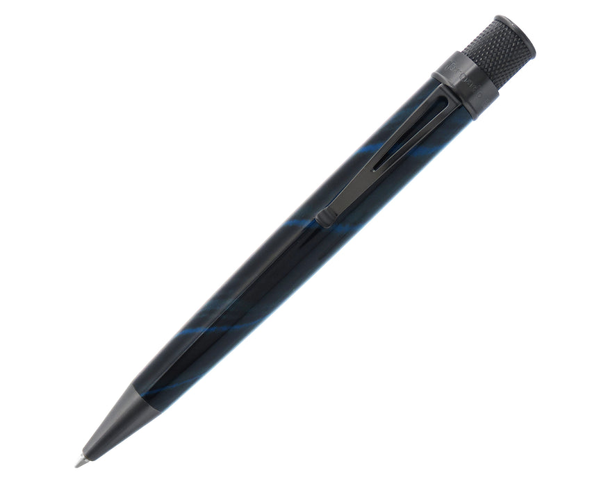 R51 Vault - Blue Stripe Ebonite Rollerball with Black Nickel