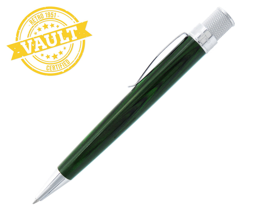 R51 Vault - Green Ebonite Rollerball with Chrome