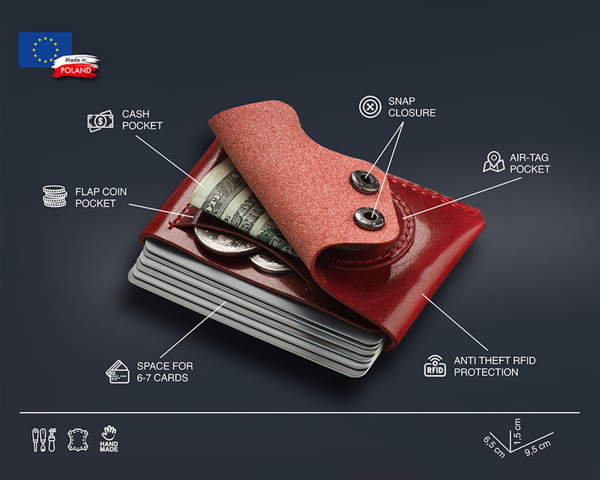 Pularys - HOBBY wallet with AirTag pocket | Red