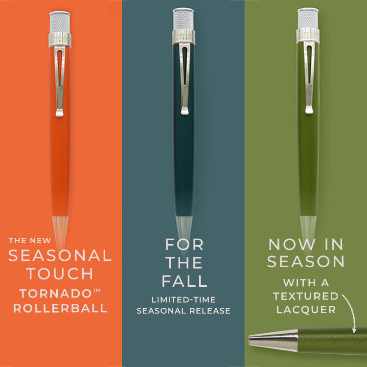 The New Seasonal Touch Tornado Rollerball. For the Fall limited time seasonal release. With textured lacquer.