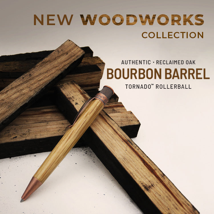 New Woodworks Collection - Bourbon Barrel Tornado Rollerball