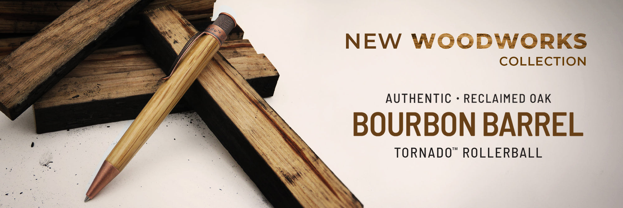 New Woodworks Collection - Bourbon Barrel Tornado Rollerball