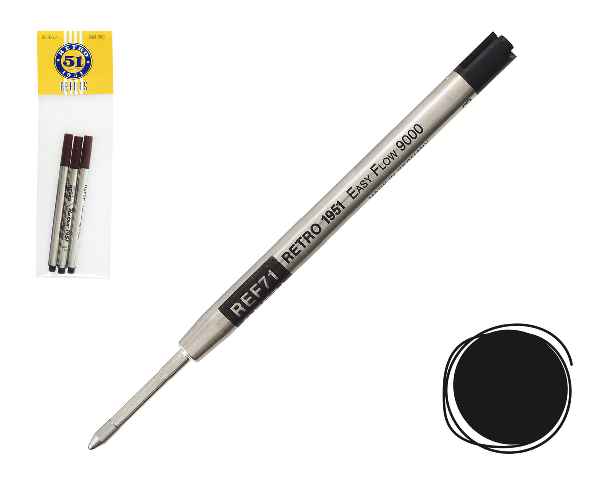 Black Easy Flow 9000 Ballpoint Refill 3pk